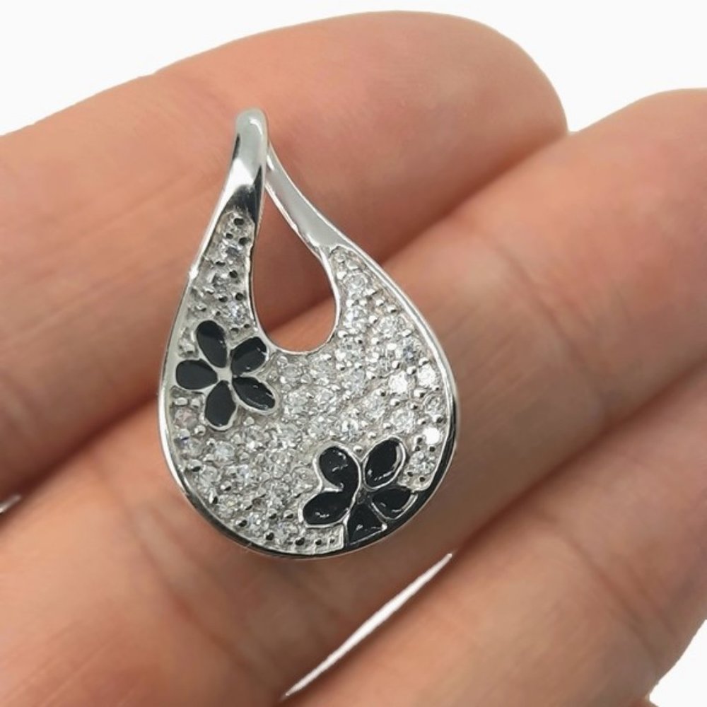 Sterling SILVER flower pendant 1.0" - Picture 2 of 5